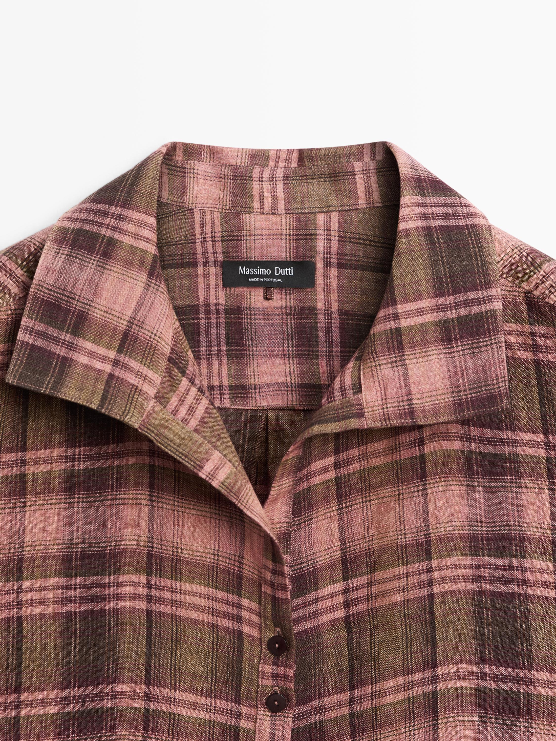 Flowing 100% linen check shirt
